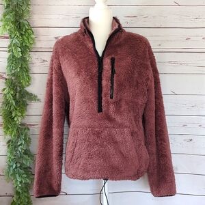 PINK Victoria's Secret VS‎ Teddy Sherpa Fleece Half Zip Pullover Sweatshirt Med